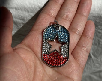 VGT Y2K STAR Pendant,Y2k America charm,vintage Y2k bedazzle charm,vintage bejeweled star,red white blue y2k charm,red white blue star