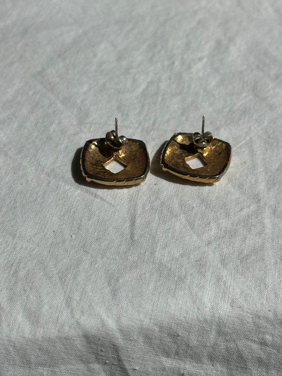 VGT RIBBED SQUARE Earrings,gold square earrings,v… - image 4
