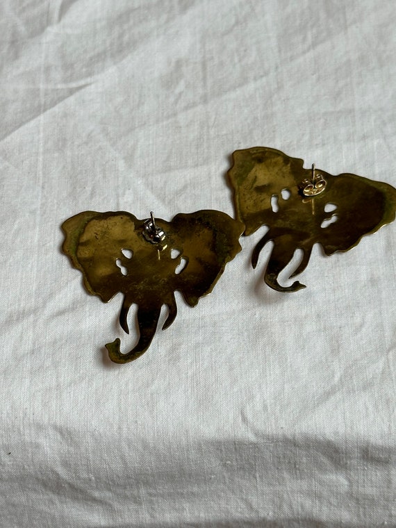 VINTAGE BRASS ELEPHANT Earrings,vintage gold bras… - image 4
