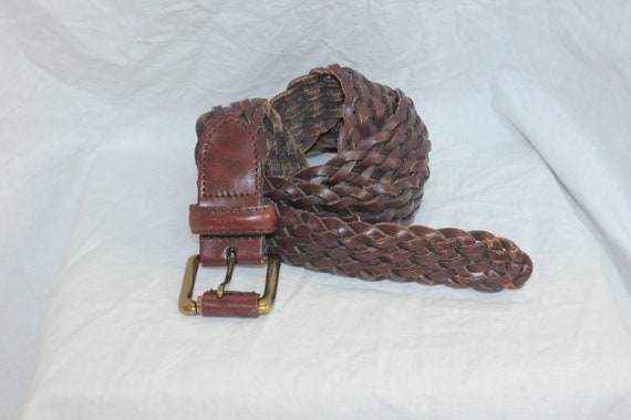 VINTAGE BRAIDED LEATHER Belt,brown leather belt,b… - image 4