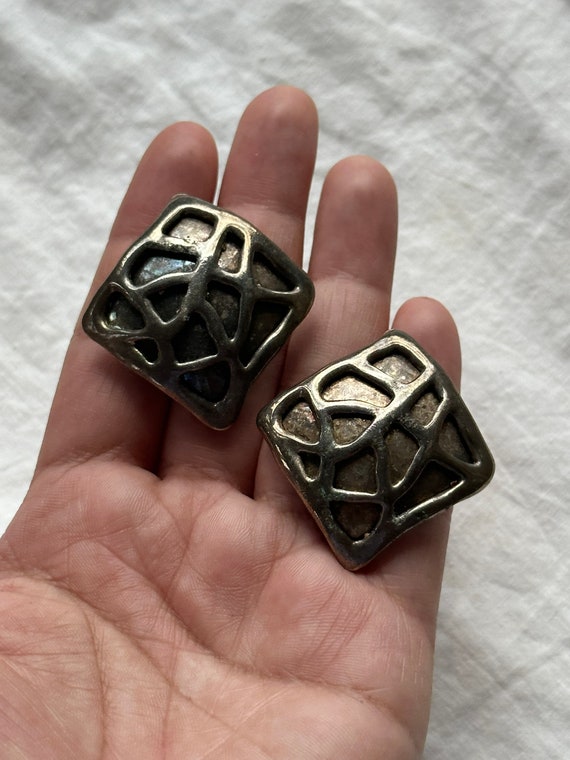 VGT OVERSIZED SILVER Earrings,vintage silver big e