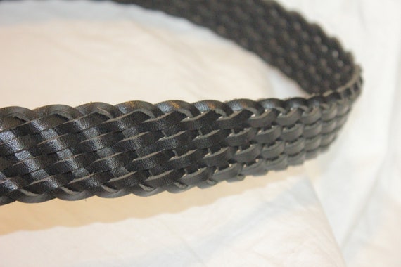 VINTAGE BRAIDED LEATHER Belt,black leather belt,b… - image 6