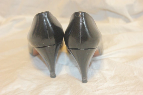 VINTAGE LEATHER BLACK Heels,leather black heels,v… - image 5