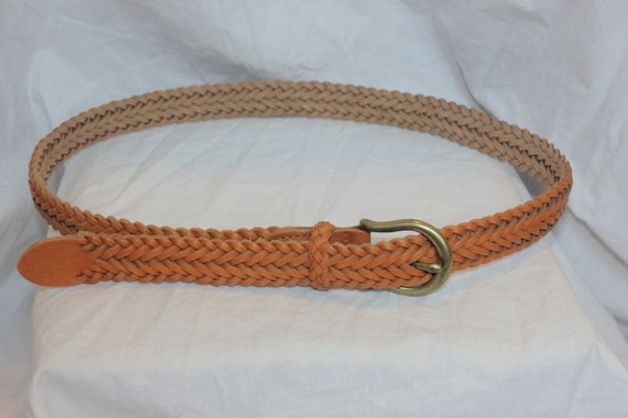 VINTAGE BRAIDED LEATHER Belt,brown leather belt,b… - image 3