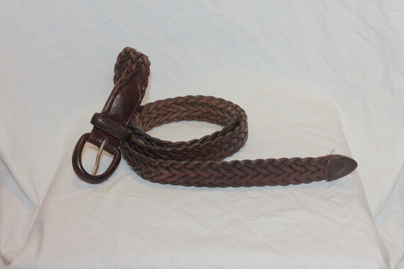 VINTAGE BRAIDED LEATHER Belt,brown leather belt,b… - image 6