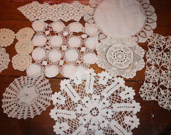 6 Pieces 10" Embroidered Lace Jeweled Cutwork Doily Doilies White Silver Wedding 