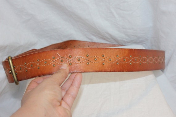 BOHO BUCKLE LEATHER Belt,brown leather wide belt,… - image 8