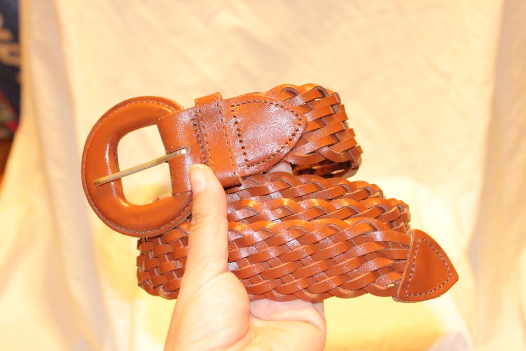 VINTAGE BRAIDED LEATHER Beltbrown Leather Beltbraided Etsy