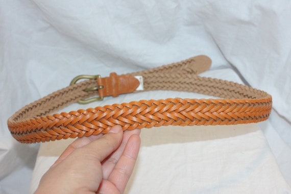 VINTAGE BRAIDED LEATHER Belt,brown leather belt,b… - image 9