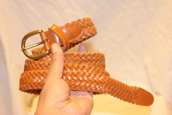 VGT BRAIDED LEATHER Belt,brown leather belt,braid… - image 1