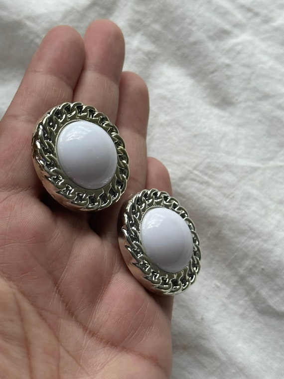 VINTAGE OVERSIZED BUTTON Earrings,vintage big cir… - image 6