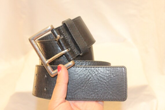 DOUBLE PRONG EXPRESS Belt,double prong belt buckle,wide leather belt leather,two prong black belt,vintage Express leather belt,express belt