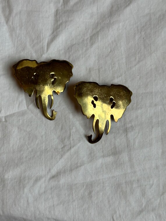VINTAGE BRASS ELEPHANT Earrings,vintage gold bras… - image 9