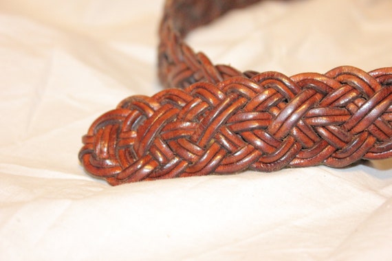 VGT BRAIDED LEATHER Belt,vintage leather buckle b… - image 5