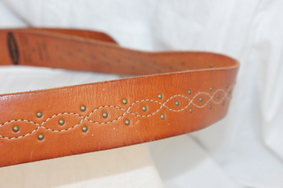 BOHO BUCKLE LEATHER Belt,brown leather wide belt,… - image 3