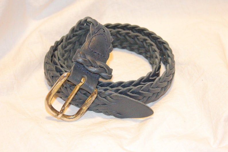 VGT NAVY BLUE Braided Leather Belt,blue leather belt,braided leather belt womens,vintage navy blue leather belt,vintage woven leather belt image 5