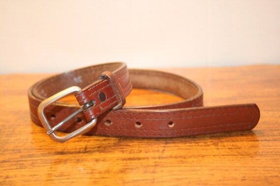 VINTAGE CLASSIC LEATHER Belt,vintage skinny leath… - image 2