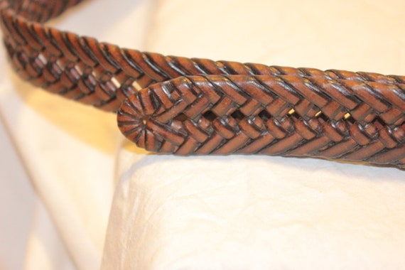 VINTAGE BRAIDED LEATHER Belt,brown leather belt,b… - image 9