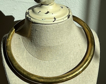 VINTAGE BRASS COLLAR Necklace,vintage gold choker collar,vintage brass choker collar necklace,vintage choker collar,gold brass choker collar
