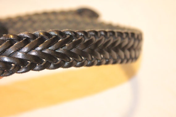 VINTAGE BLACK BRAIDED Leather Belt,black leather … - image 6