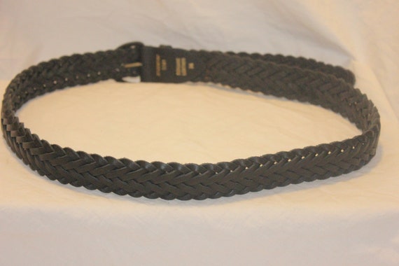 VINTAGE BLACK BRAIDED Leather Belt,black leather … - image 9