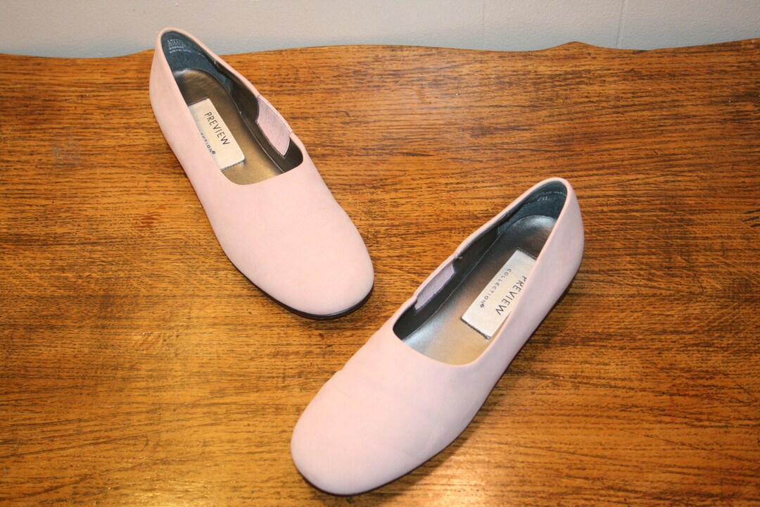 7 N,VINTAGE PINK FLAT Shoes,vintage Pink Leather Women Shoes,size 7
