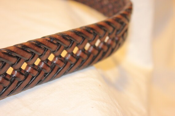 VINTAGE BRAIDED LEATHER Belt,brown leather belt,b… - image 5