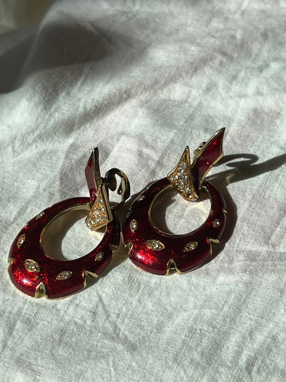 VINTAGE BIG RED Earrings,vintage big christmas ea… - image 10