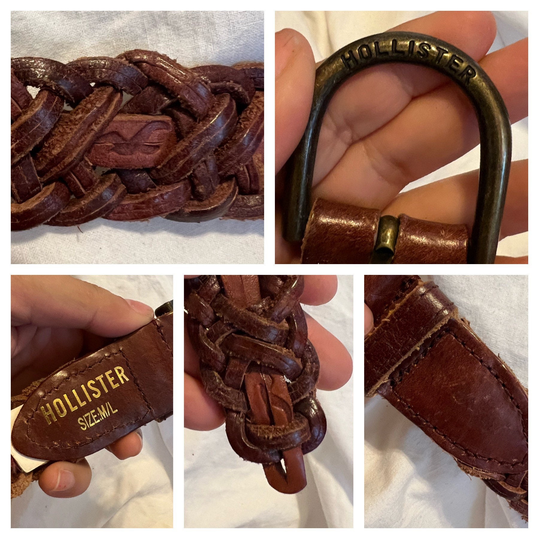 VINTAGE HOLLISTER LEATHER Belt,vintage Brown Leather Belt  display picture 1