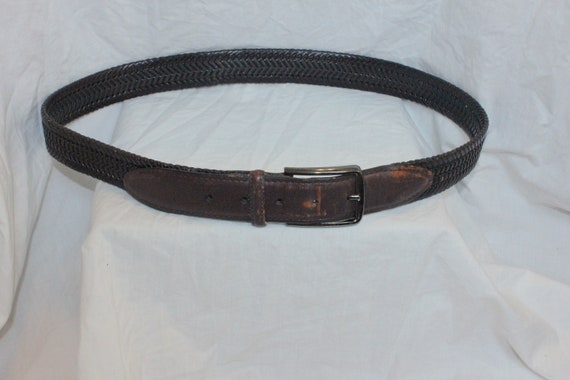 VINTAGE BRAIDED LEATHER Belt,brown leather belt,b… - image 2