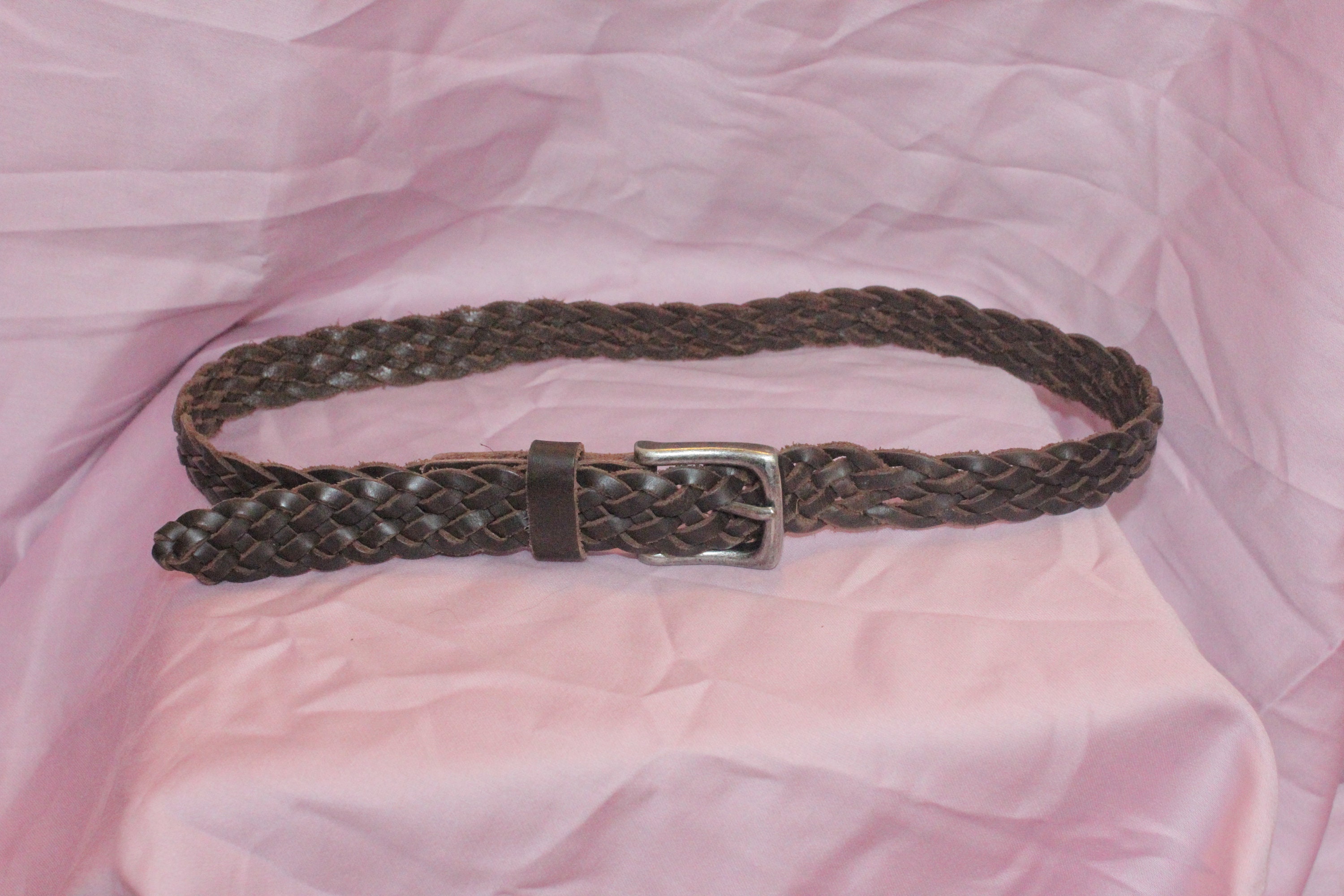 Small,vintage GAP LEATHER Belt,brown Leather Belt,braided 