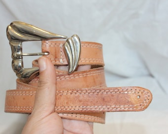 VINTAGE GESP LEDEREN Riem, vintage lederen riem, vintage klassieke riem, vintage boho gesp riem, vintage westerse riem, vintage bruine riem, riem