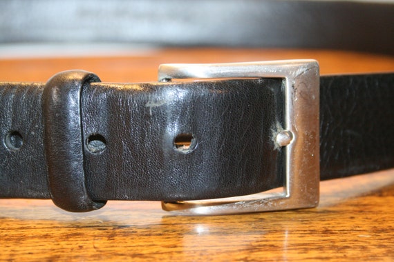 VINTAGE BLACK LEATHER Belt,vintage black leather … - image 4