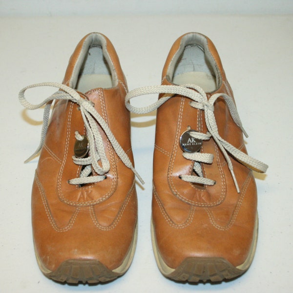 Size 8 Anne Klein Shoes,caramel leather shoes,leather tennis shoes,8 tennis shoes,women tennis shoe,leather shoes woman,size 8 shoes