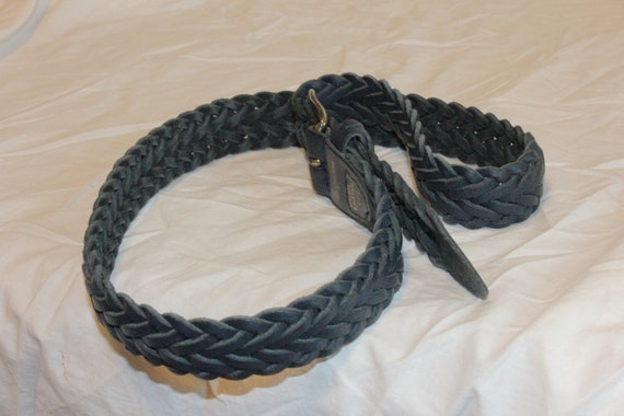 VINTAGE BRAIDED LEATHER Belt,vgt gold buckle belt… - image 7