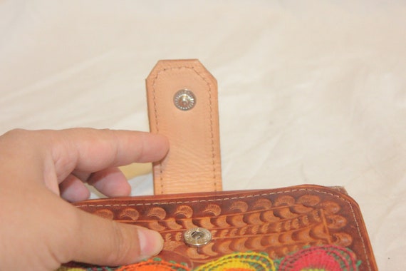 VINTAGE TOOLED LEATHER Wallet,vintage tooled leather coin wallet,vintage tooled leather change wallet,tooled leather wallet,tooled wallet View 6