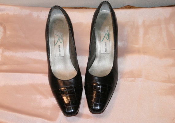Size 6.5,GOTH LEATHER HEELS,minimalist heels,goth… - image 1