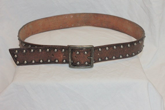 Vintage Floral Tooled Leather Belt With American Eagle Belt 