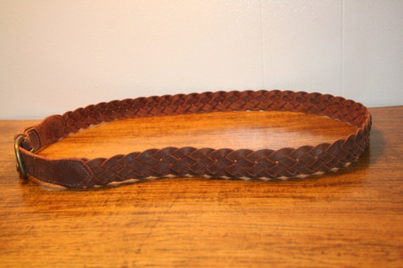 VINTAGE BRAIDED LEATHER Belt,brown leather belt,b… - image 5