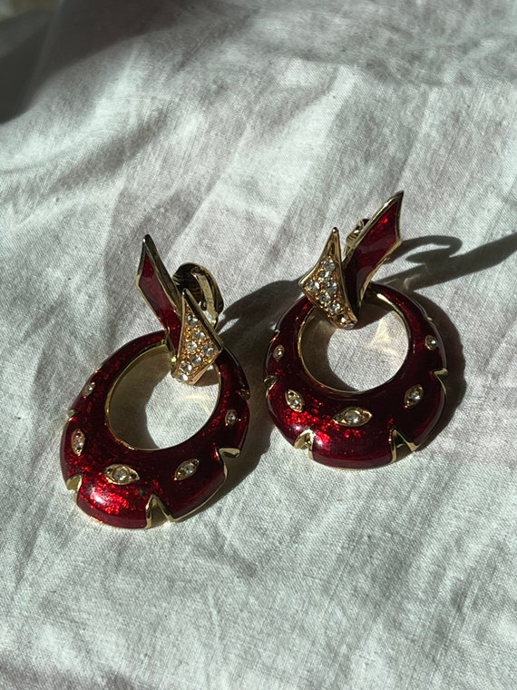 VINTAGE BIG RED Earrings,vintage big christmas ea… - image 9