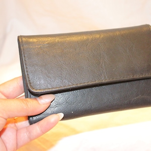 VGT BLACK LEATHER Wallet, billetera de cuero negro, billetera vintage para mujeres, billetera de cuero negro con monedero vintage, billetera de cuero, billetera de bolso vintage