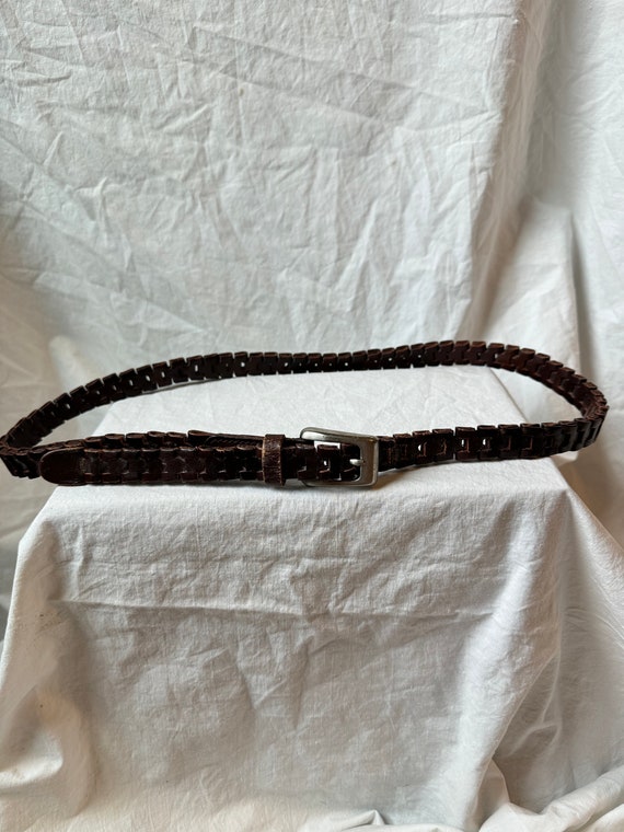 VINTAGE BRAIDED LEATHER Belt,vgt leather buckle be