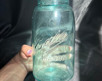 Pot Mason BALL VINTAGE, pot Mason bleu vintage, décor de pot Mason vintage, pot Mason ball bleu, pot Mason vintage triple L, pot Mason bleu, pot bleu