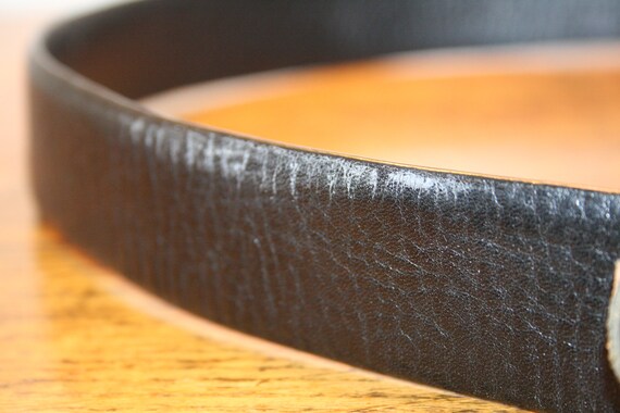 VINTAGE BLACK LEATHER Belt,vintage black leather … - image 8