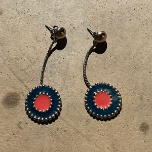 VINTAGE DROP DANGLE Earrings,vintage circle dangle earrings,vintage dangle long earrings,vintage circle long earrings,circle dangle earrings