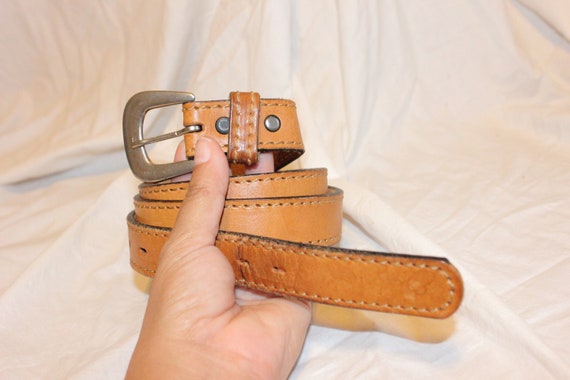 VGT LEATHER BELT,vintage small brown leather belt… - image 2