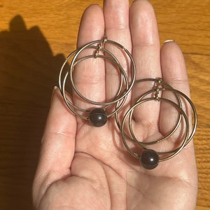 VINTAGE 3 LAAG HOOPS Oorbellen, vintage zilveren hoepels oorbellen, vintage goedkope hoepel oorbellen, zilveren hoepel oorbellen, vintage grote hoepel oorbellen, hoepel