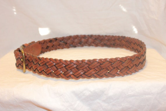 VINTAGE FOSSIL LEATHER Belt,vintage brown leather… - image 7