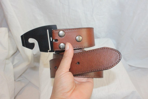 VINTAGE WIDE LEATHER Belt,vintage leather belt,wo… - image 4