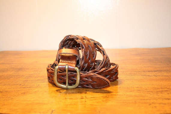 VINTAGE BRAIDED LEATHER Belt,braided leather belt 